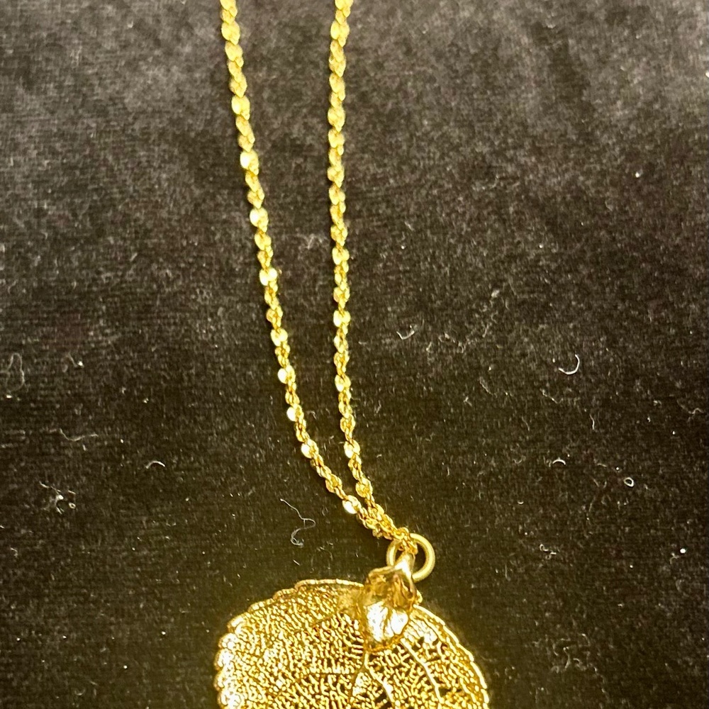 Delicate Gold Dipped Leaf Necklace - image 5
